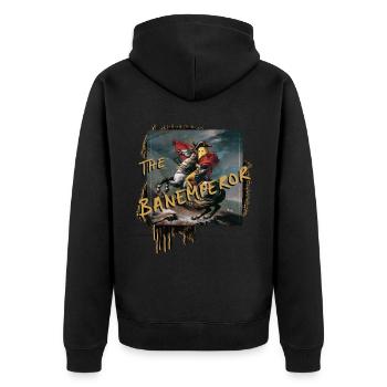"The Banemperor" - Unisex Premium Bio Zip Hoodie - Schwarz - Hinten - Nico (187cm)