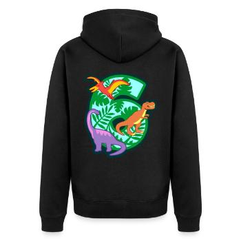 Dinosaurier 6. Geburtstagsparty Nummer 6 - 6 Jahre - Unisex Premium Bio Zip Hoodie - Schwarz - Hinten - Nico (187cm)