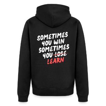 Parfois vous gagnez, parfois vous apprenez - Motivation - Veste à capuche bio Premium Unisexe - noir - Dos - Nico (187cm)