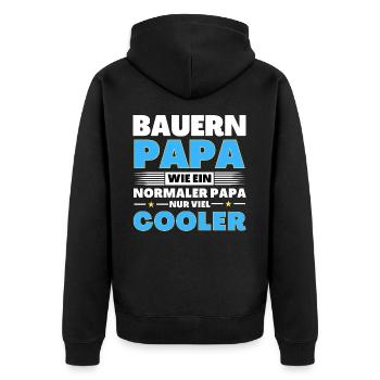 Bauern Papa wie ein normaler nur viel cooler - Unisex Premium Bio Zip Hoodie - Schwarz - Hinten - Nico (187cm)
