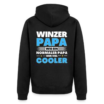 Winzer Papa wie ein normaler nur viel cooler - Unisex Premium Bio Zip Hoodie - Schwarz - Hinten - Nico (187cm)