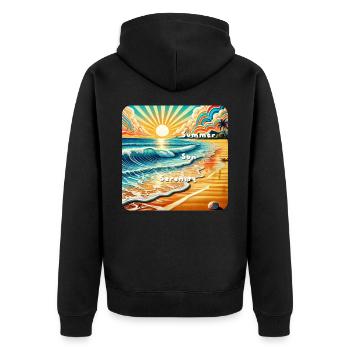 sunset beach - Unisex Premium Organic Zip Hoodie - black - Back - Nico (187cm)