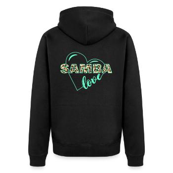 Samba Imprimé Animal Amour - Veste à capuche bio Premium Unisexe - noir - Dos - Nico (187cm)
