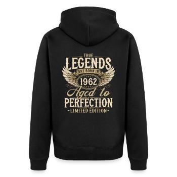 1962 Vintage Born Legends Cadeau d’anniversaire - Veste à capuche bio Premium Unisexe - noir - Dos - Nico (187cm)