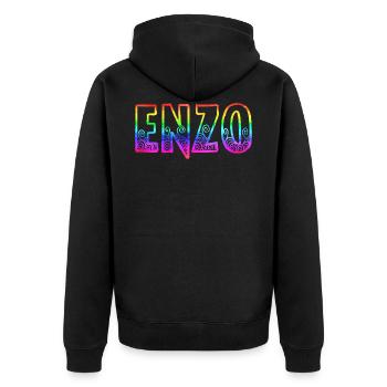 enzo rs rainbow - Unisex Premium Organic Zip Hoodie - black - Back - Nico (187cm)