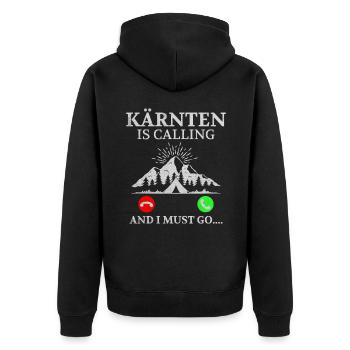 Kärnten ruft Österreich Alpen Berge - Unisex Premium Bio Zip Hoodie - Schwarz - Hinten - Nico (187cm)