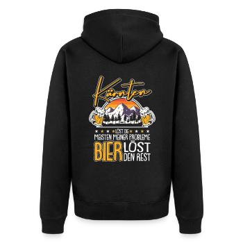 Kärnten und Bier Berge Österreich - Unisex Premium Bio Zip Hoodie - Schwarz - Hinten - Nico (187cm)