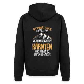 Kärnten Glück Österreich Alpen Berge - Unisex Premium Bio Zip Hoodie - Schwarz - Hinten - Nico (187cm)