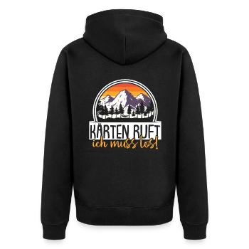 Kärnten ruft ich muss los Österreich - Unisex Premium Bio Zip Hoodie - Schwarz - Hinten - Nico (187cm)
