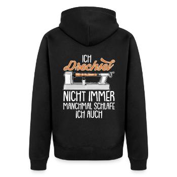 Drechsler Drechsel nicht immer Drechselbank Drechs - Unisex Premium Bio Zip Hoodie - Schwarz - Hinten - Nico (187cm)