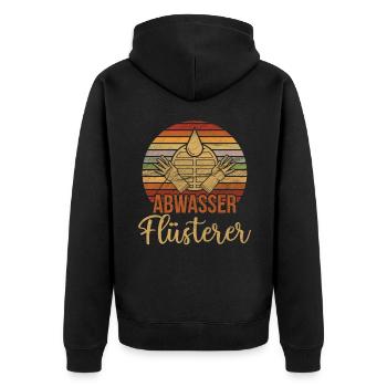 Retro Abwasser Flüsterer Abwassertechniker - Unisex Premium Bio Zip Hoodie - Schwarz - Hinten - Nico (187cm)