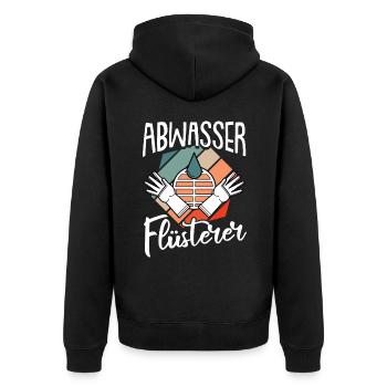 Retro Abwasser Flüsterer Abwassertechniker - Unisex Premium Bio Zip Hoodie - Schwarz - Hinten - Nico (187cm)