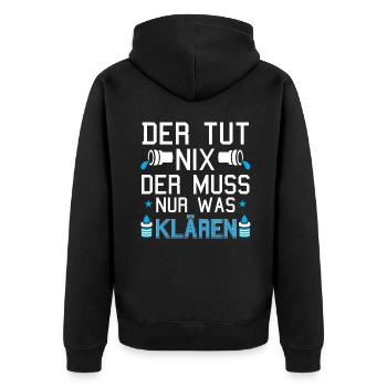 Abwassertechniker der tut nix Abwasser Kläranlage - Unisex Premium Bio Zip Hoodie - Schwarz - Hinten - Nico (187cm)