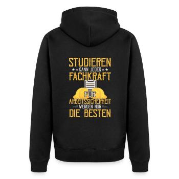 Fachkraft für Arbeitssicherheit die Besten Sifa - Unisex Premium Bio Zip Hoodie - Schwarz - Hinten - Nico (187cm)