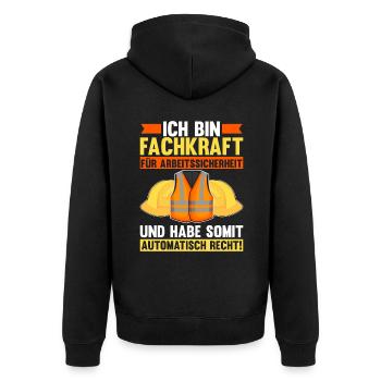 Arbeitssicherheit Fachkraft automatisch Recht Sifa - Unisex Premium Bio Zip Hoodie - Schwarz - Hinten - Nico (187cm)