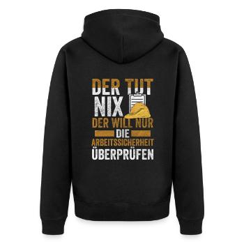 Arbeitssicherheit Fachkraft der tut nix Sifa - Unisex Premium Bio Zip Hoodie - Schwarz - Hinten - Nico (187cm)
