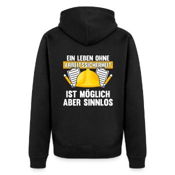 Ein Leben ohne Arbeitssicherheit Fachkraft Sifa - Unisex Premium Bio Zip Hoodie - Schwarz - Hinten - Nico (187cm)