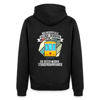 Straßenbahnfahrer nur die Besten Straßenbahn - Unisex Premium Bio Zip Hoodie - Schwarz - Hinten - Nico (187cm)