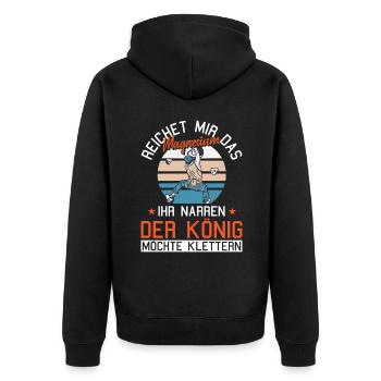 Klettern reichet mir Magnesium Kletterer Bouldern - Unisex Premium Bio Zip Hoodie - Schwarz - Hinten - Nico (187cm)