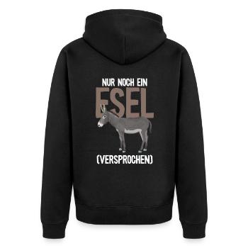 Nur noch ein Esel Bauernhof - Unisex Premium Bio Zip Hoodie - Schwarz - Hinten - Nico (187cm)