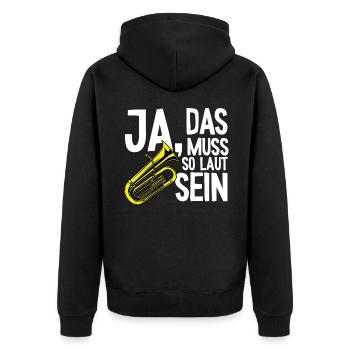 Tuba muss so laut Instrument Tubaspieler Tubist - Unisex Premium Bio Zip Hoodie - Schwarz - Hinten - Nico (187cm)