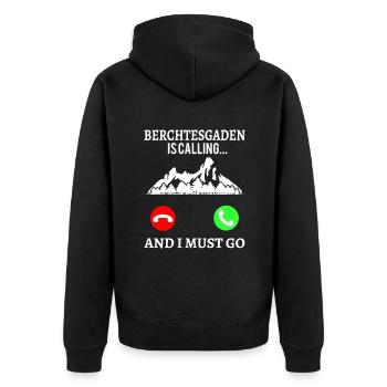 Watzmann Gipfel Berchtesgaden ruft Wandern - Unisex Premium Bio Zip Hoodie - Schwarz - Hinten - Nico (187cm)