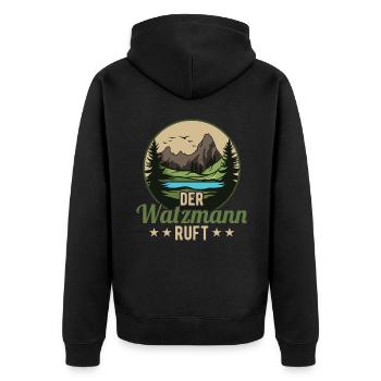 Der Watzmann ruft Berchtesgaden Gipfel Wandern - Unisex Premium Bio Zip Hoodie - Schwarz - Hinten - Nico (187cm)