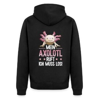 Mein Axolotl ruft Schwanzlurch - Unisex Premium Bio Zip Hoodie - Schwarz - Hinten - Nico (187cm)