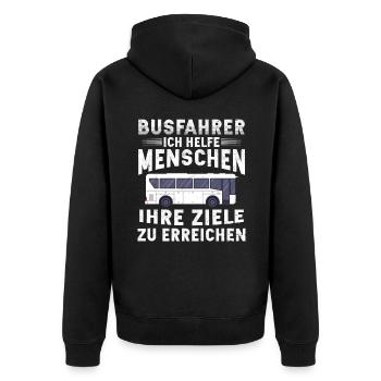 Busfahrer helfe Menschen Ziele zu erreichen Bus - Unisex Premium Bio Zip Hoodie - Schwarz - Hinten - Nico (187cm)