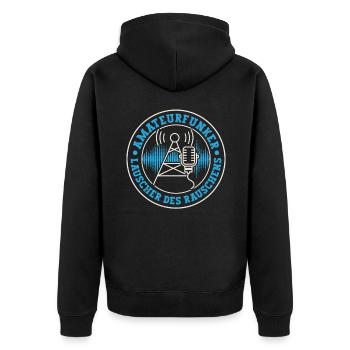 Amateurfunk Funkgerät Lauscher Amateurfunker - Unisex Premium Bio Zip Hoodie - Schwarz - Hinten - Nico (187cm)