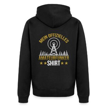 Amateurfunk Funkgerät mein Amateurfunker - Unisex Premium Bio Zip Hoodie - Schwarz - Hinten - Nico (187cm)