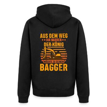 Baustelle aus dem Weg Bauleiter Retro - Unisex Premium Bio Zip Hoodie - Schwarz - Hinten - Nico (187cm)