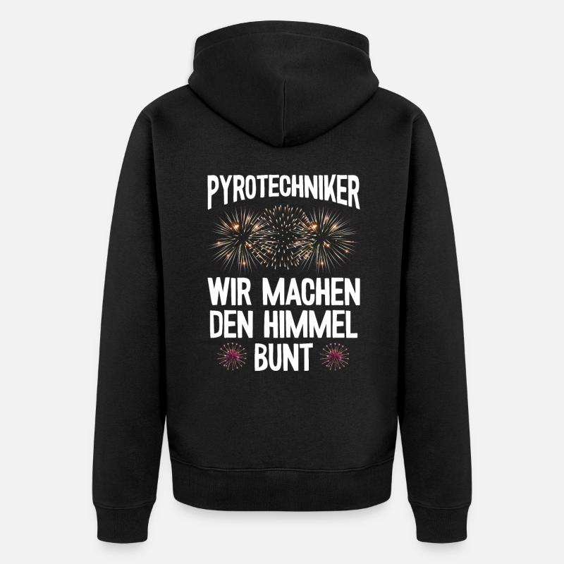 Pyrotechniker Himmel bunt Böller Pyrotechnik - Unisex Premium Bio Zip Hoodie - Schwarz