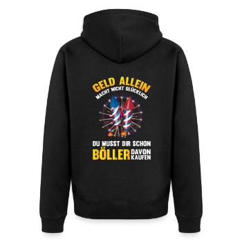 Pyrotechniker Feuerwerk Böller Pyrotechnik - Unisex Premium Bio Zip Hoodie - Schwarz - Hinten - Nico (187cm)