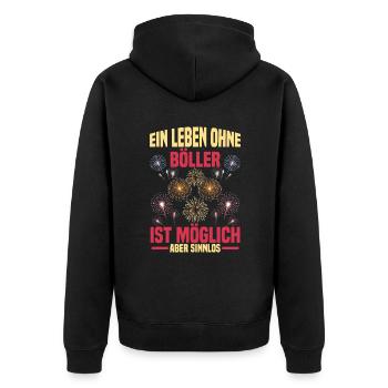 Pyrotechniker ein Leben ohne Böller Pyrotechnik - Unisex Premium Bio Zip Hoodie - Schwarz - Hinten - Nico (187cm)