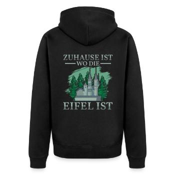 Zuhause ist wo die Eifel ist Pfalz Pfälzer - Unisex Premium Bio Zip Hoodie - Schwarz - Hinten - Nico (187cm)