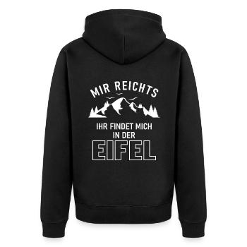 Eifel mir reichts Spruch Pfalz Pfälzer - Unisex Premium Bio Zip Hoodie - Schwarz - Hinten - Nico (187cm)