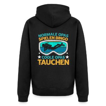 Coole Opas tauchen Taucher - Unisex Premium Bio Zip Hoodie - Schwarz - Hinten - Nico (187cm)
