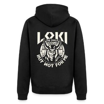 Wikinger Loki time is gone nordische Gott - Unisex Premium Bio Zip Hoodie - Schwarz - Hinten - Nico (187cm)