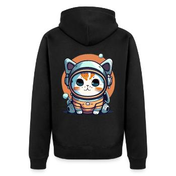 Chatstronaute mignon #11 - Veste à capuche bio Premium Unisexe - noir - Dos - Nico (187cm)