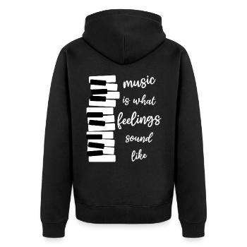 Music Piano "Music is what feelings sound like" - Unisex Premium Organic Zip Hoodie - black - Back - Nico (187cm)