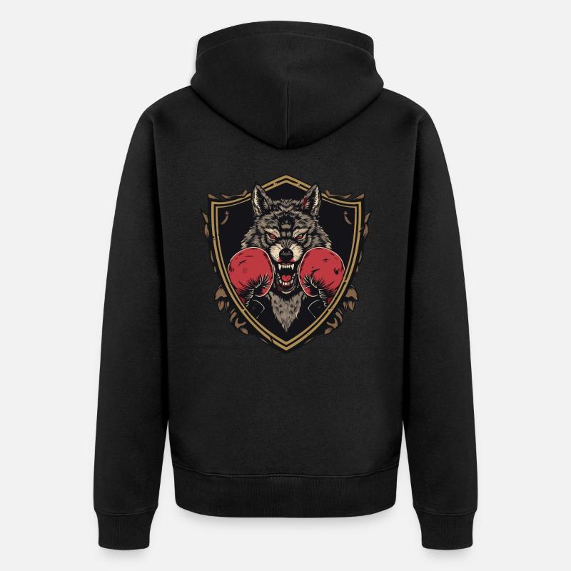 Wolf Boxer MMA Logo - Unisex Premium Bio Zip Hoodie - Schwarz
