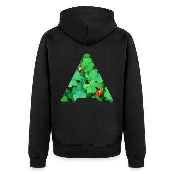 Shamrocks A - Unisex Premium Organic Zip Hoodie - black - Back - Nico (187cm)