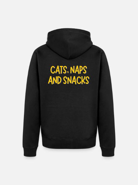CATS NAPS AND SNACKS - Unisex Premium Organic Zip Hoodie - black