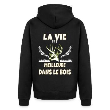 J'Aime Ma Vie De Chasseur Idée Cadeau Homme - Veste à capuche bio Premium Unisexe - noir - Dos - Nico (187cm)