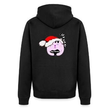 Weihnachtskatze - Unisex Premium Bio Zip Hoodie - Schwarz - Hinten - Nico (187cm)