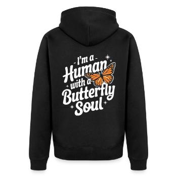 Schmetterling Monarchfalter Bunt Schmetterlinge - Unisex Premium Bio Zip Hoodie - Schwarz - Hinten - Nico (187cm)