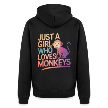 Monkey Monkey Animal Gorilla Chimpanzee - Unisex Premium Organic Zip Hoodie - black - Back - Nico (187cm)