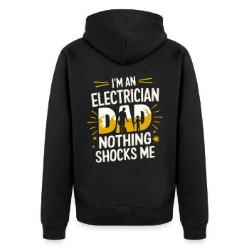 Electrician Electronics Technician Craftsman Profession Saying - Unisex Premium Organic Zip Hoodie - black - Back - Nico (187cm)