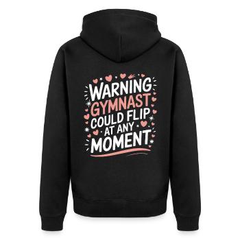 Turnen Turner Gymnastik - Unisex Premium Bio Zip Hoodie - Schwarz - Hinten - Nico (187cm)